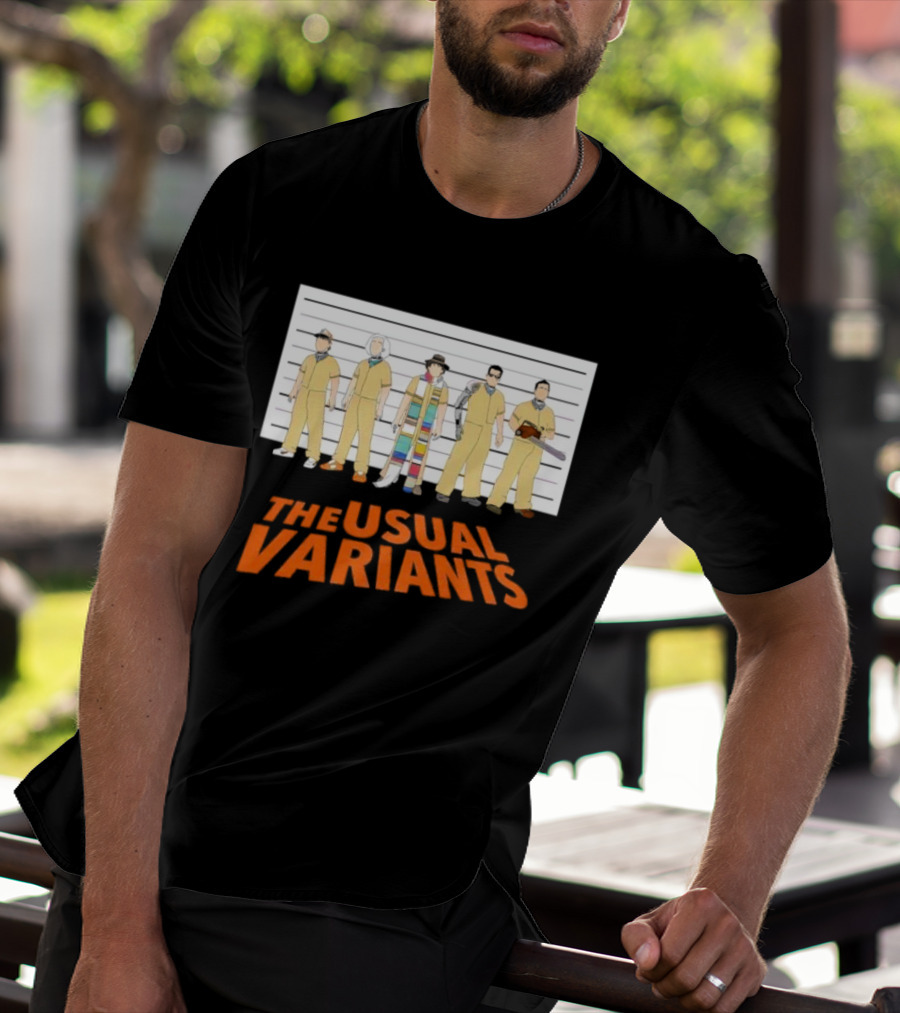 The Usual Variants Parody Featuring Sci-Fi Time Travel Characters In Lineup T-Shirt