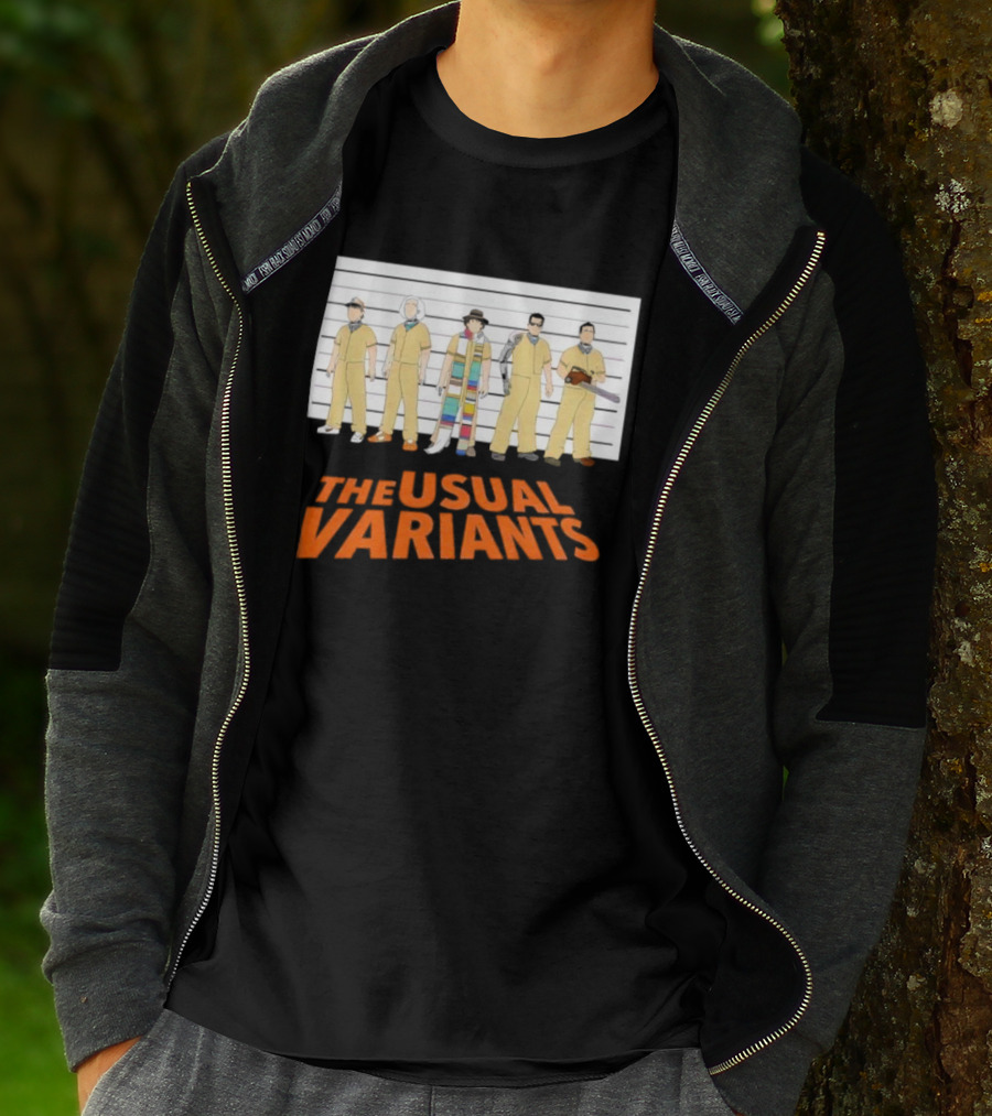 The Usual Variants Parody Featuring Sci-Fi Time Travel Characters In Lineup T-Shirt