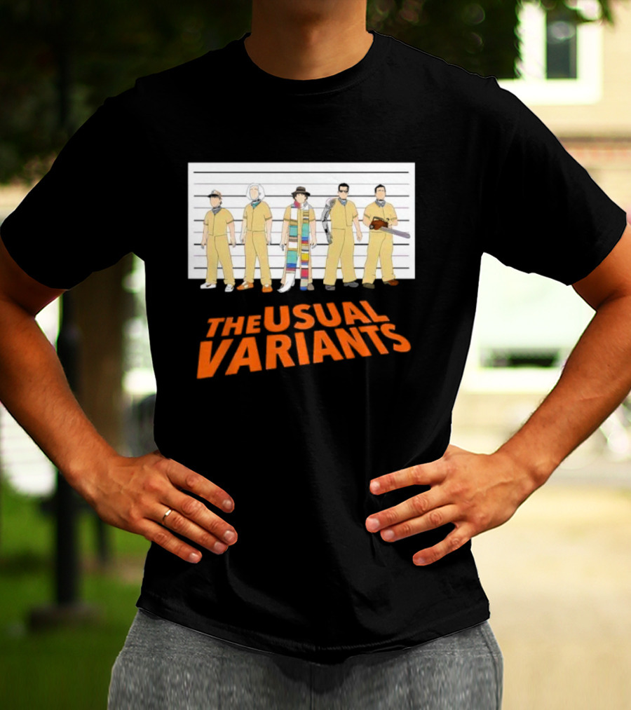 The Usual Variants Parody Featuring Sci-Fi Time Travel Characters In Lineup T-Shirt