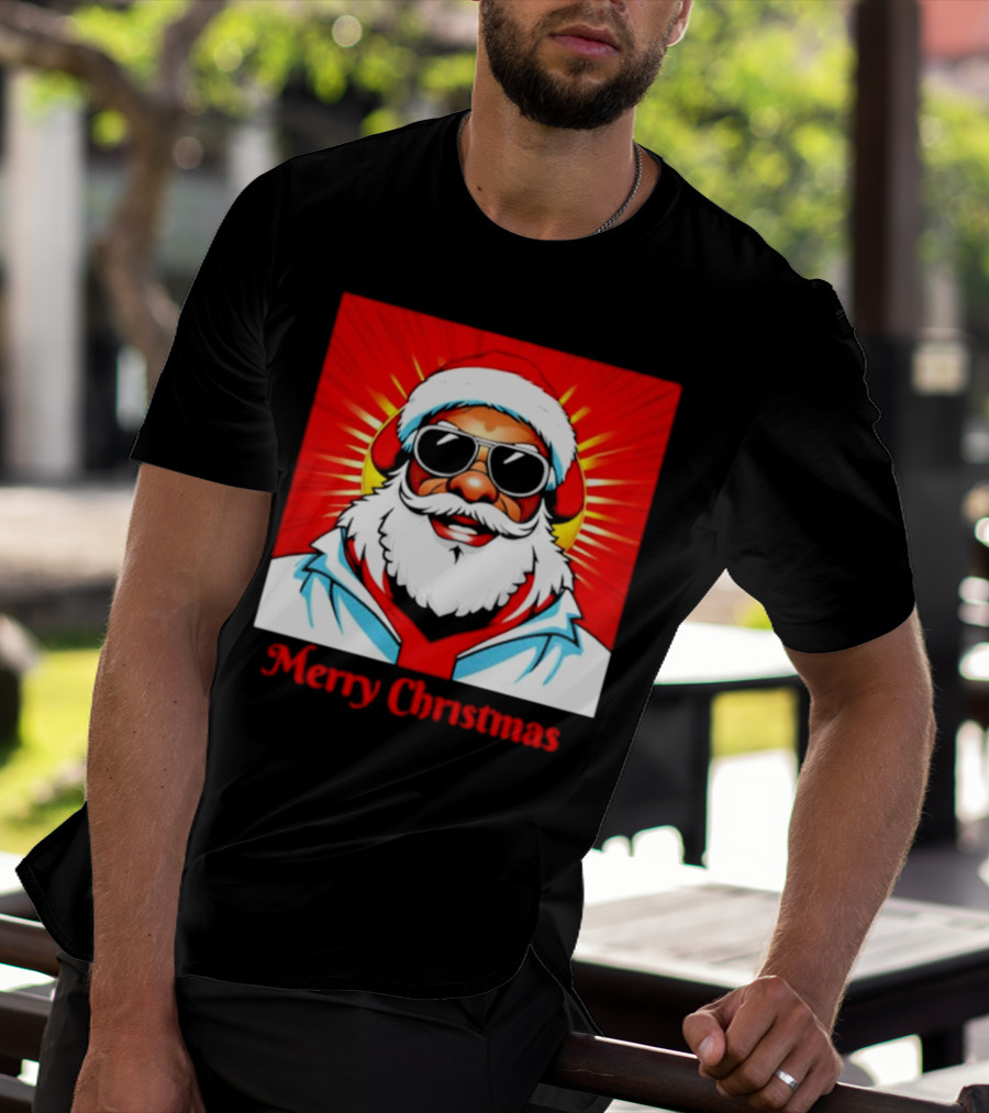 Bright Santa Merry Christmas In Cool Cartoon T-Shirt