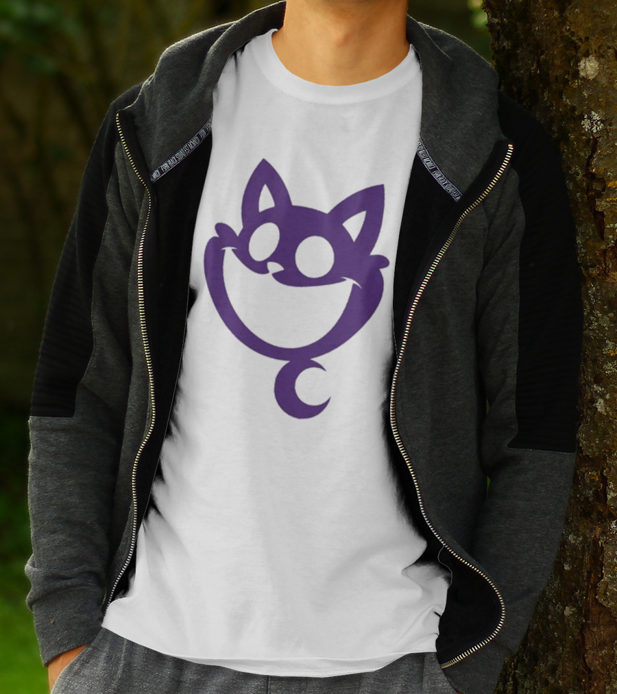Cheshire Cat Purple Silhouette Face Design Catnap Face T-Shirt