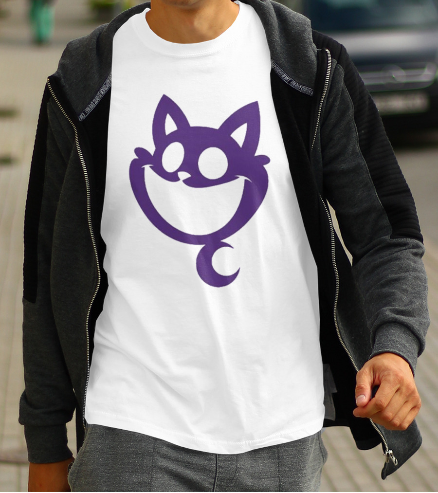 Cheshire Cat Purple Silhouette Face Design Catnap Face T-Shirt
