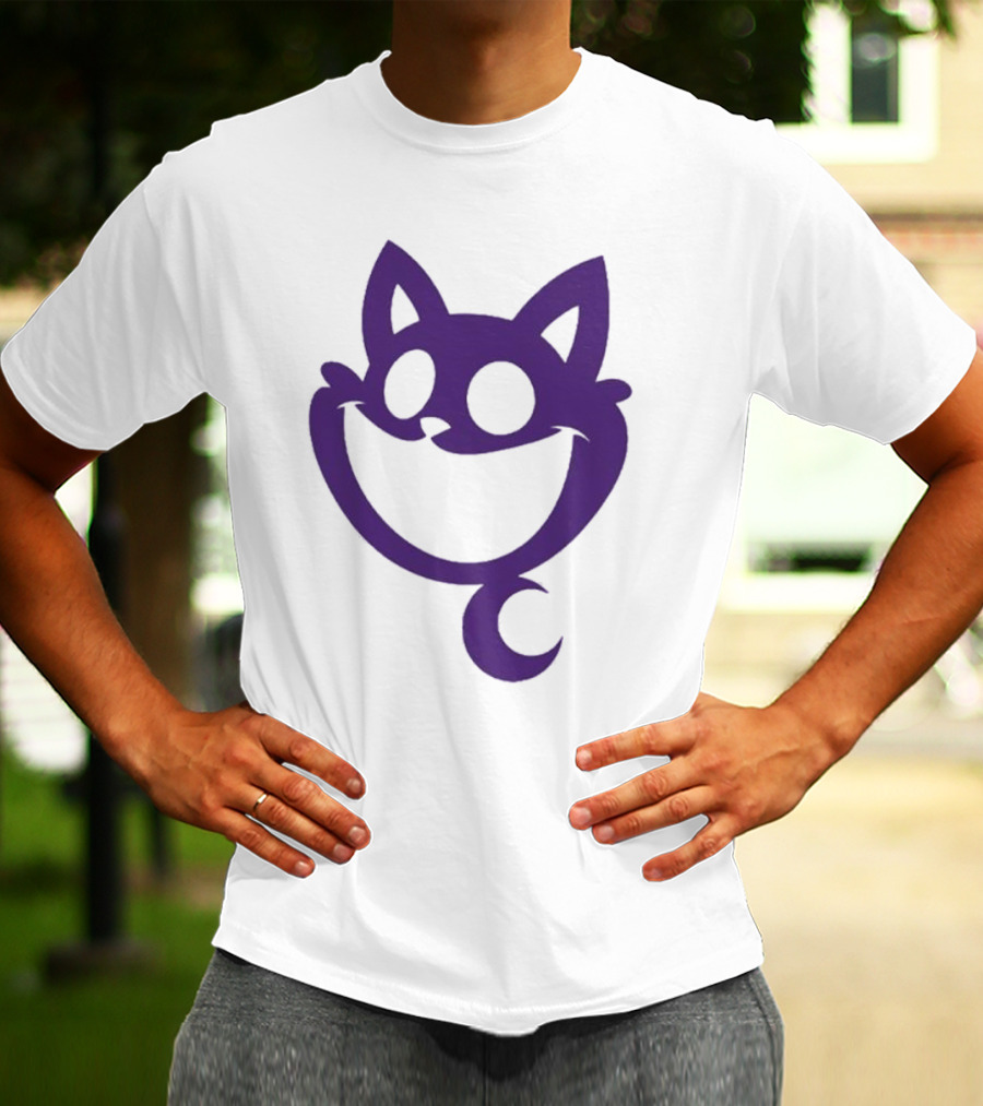 Cheshire Cat Purple Silhouette Face Design Catnap Face T-Shirt
