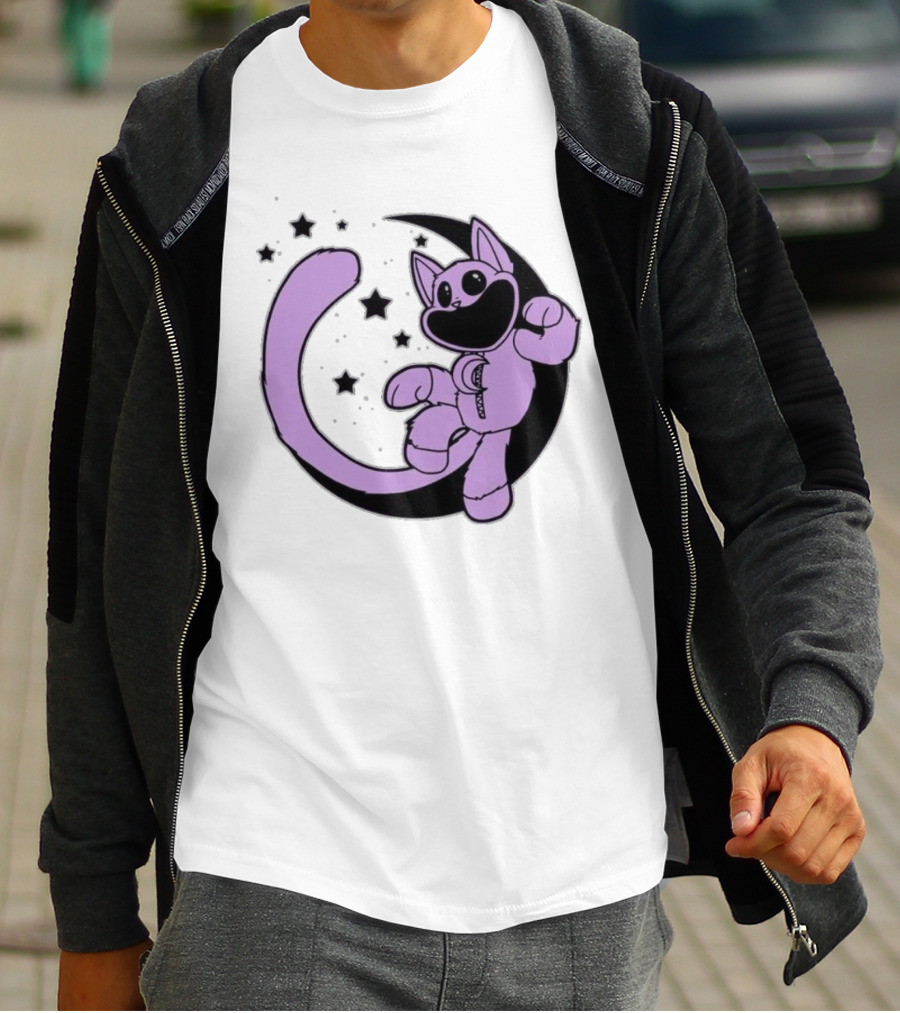 CatNap Astronaut Cat In Space With Crescent Moon And Stars T-Shirt