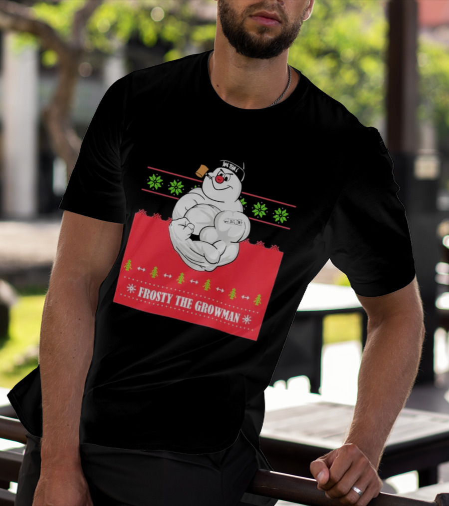 Frosty The Growman Christmas Bodybuilder Snowman T-Shirt