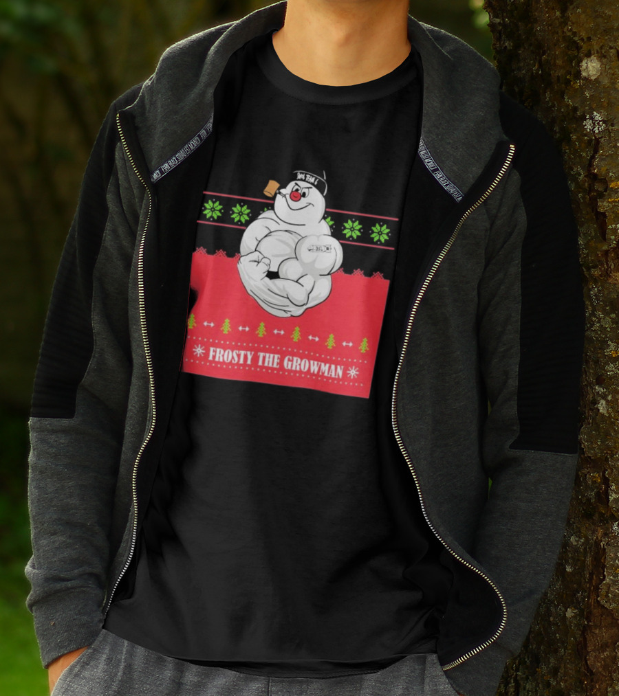 Frosty The Growman Christmas Bodybuilder Snowman T-Shirt
