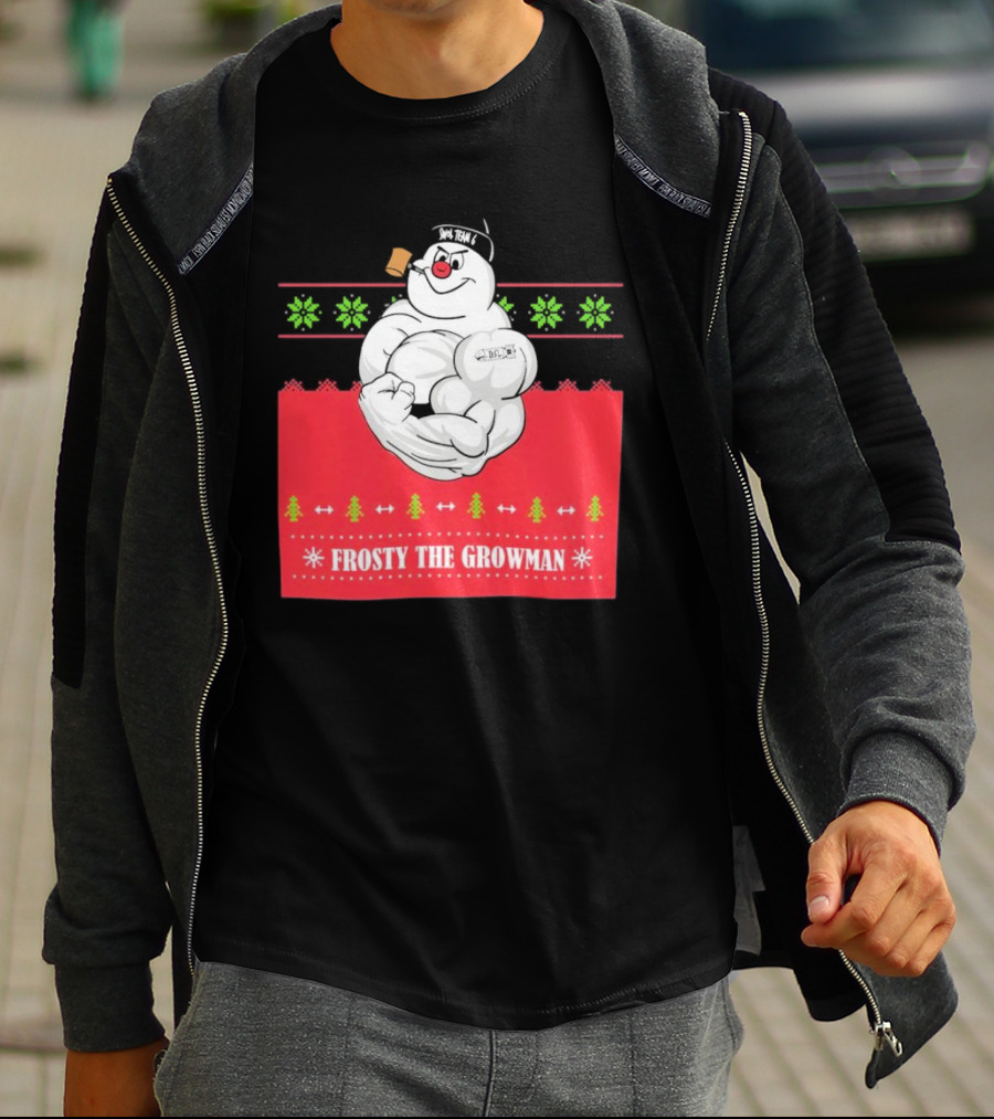 Frosty The Growman Christmas Bodybuilder Snowman T-Shirt