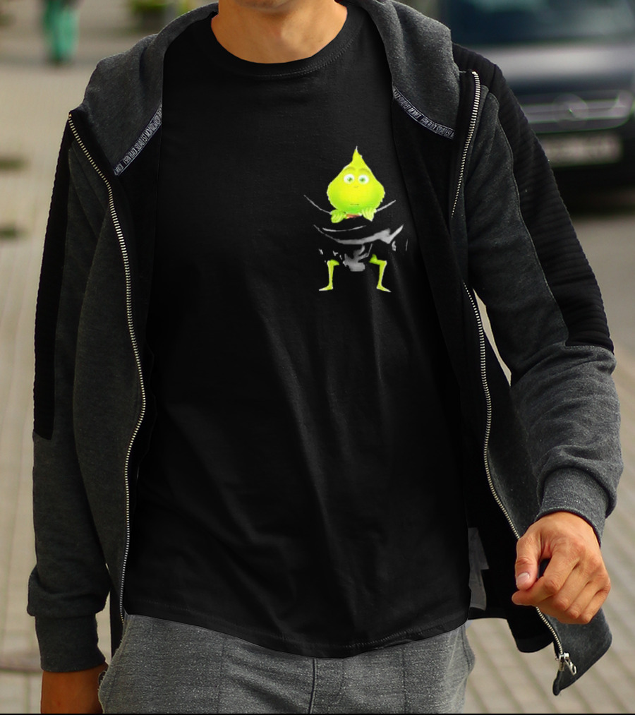 Grinch Peeking From Pocket T-Shirt