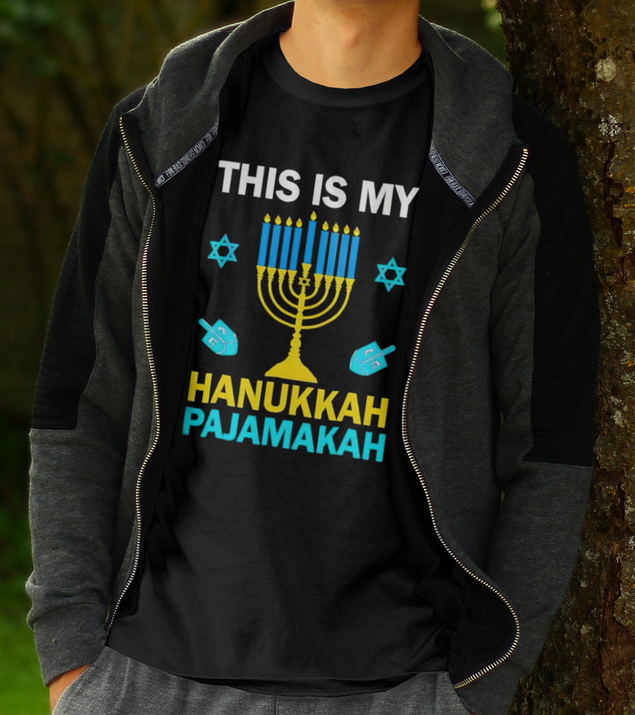 This Is My Hanukkah Pajamakah Menorah Dreidels Star Of David T-Shirt