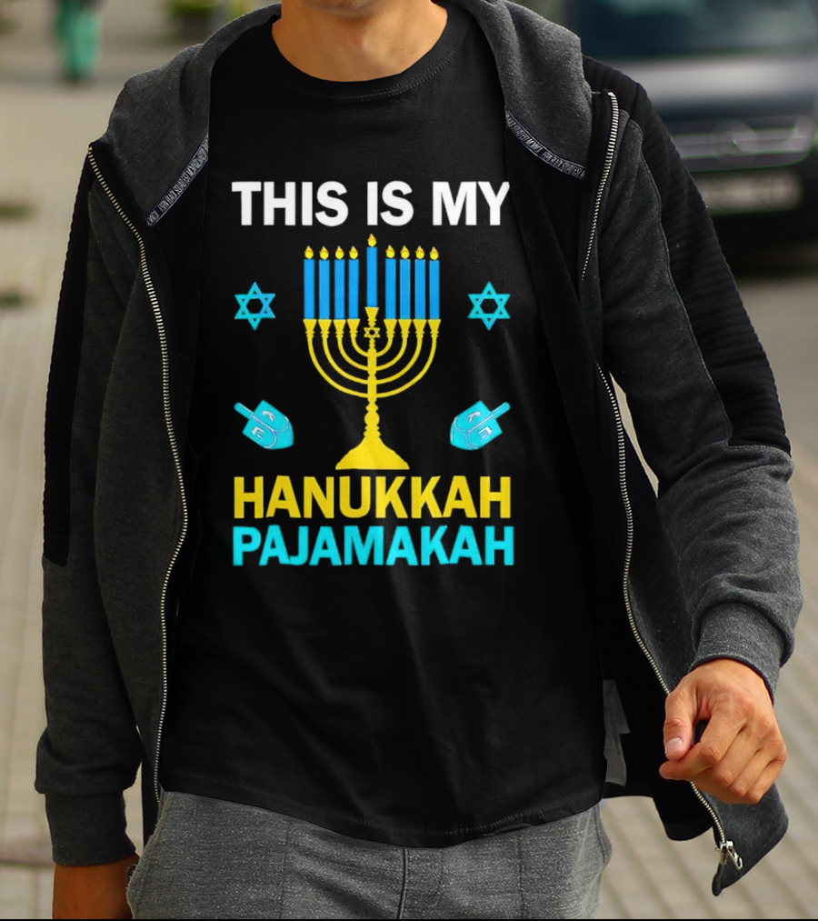 This Is My Hanukkah Pajamakah Menorah Dreidels Star Of David T-Shirt