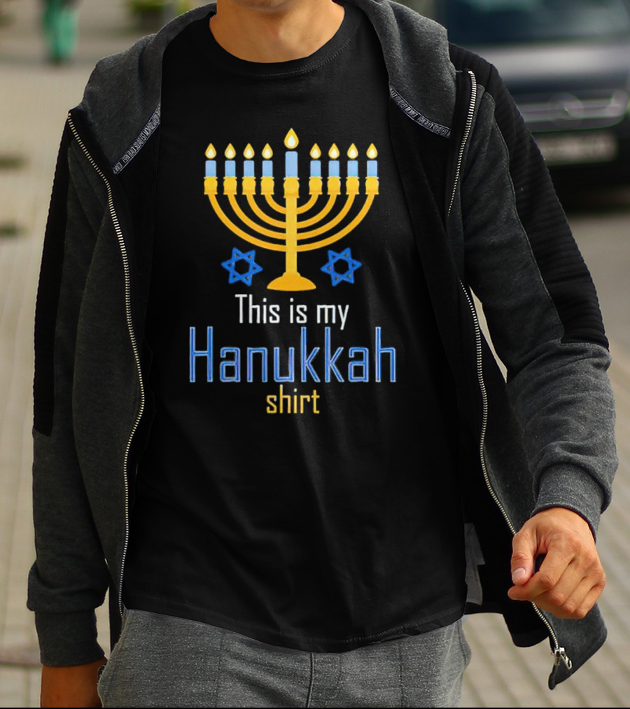 This Is My Hanukkah Shirt Menorah And Stars T-Shirt