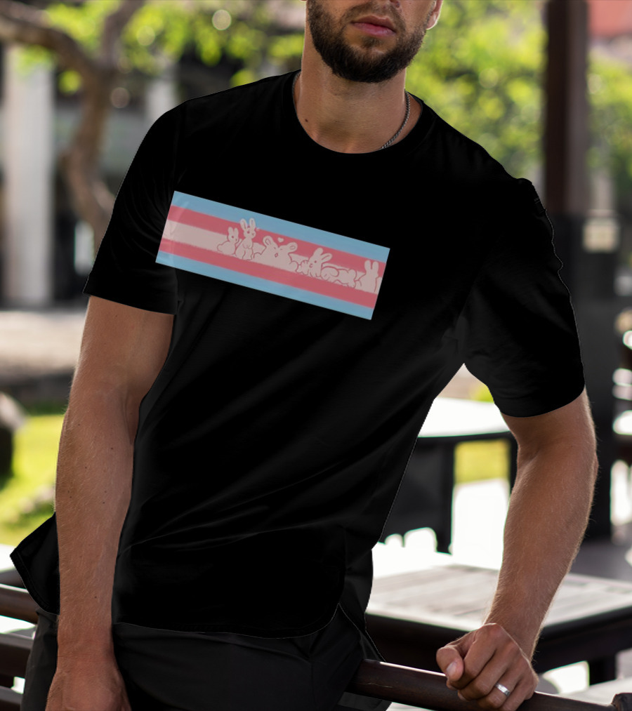 Trans Flag Bunny Band Stripes T-Shirt
