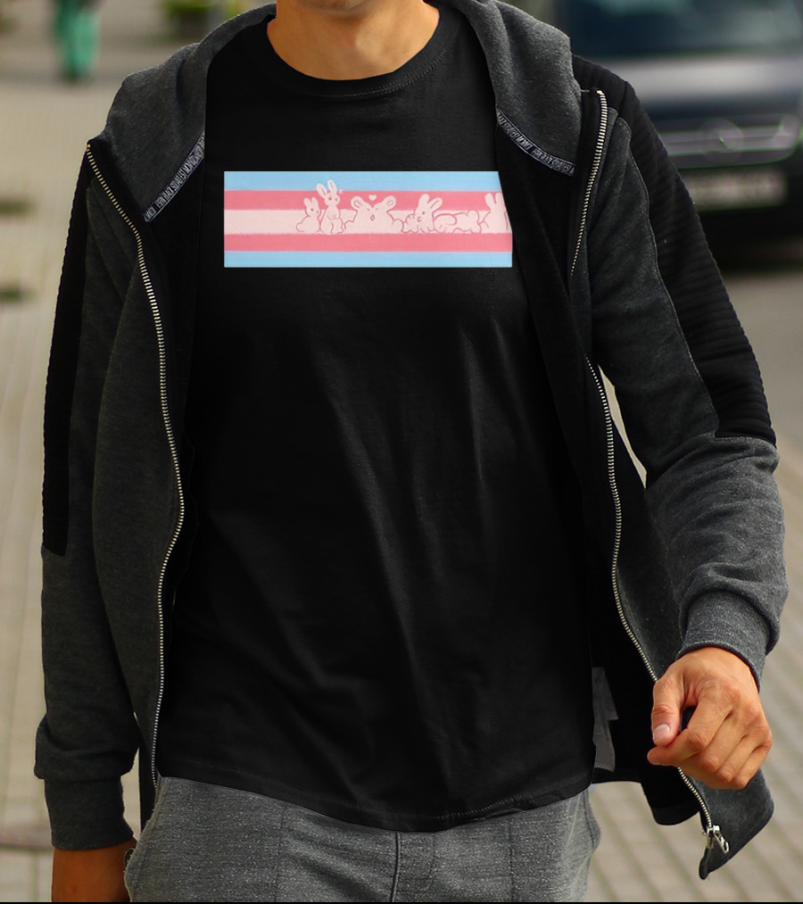 Trans Flag Bunny Band Stripes T-Shirt