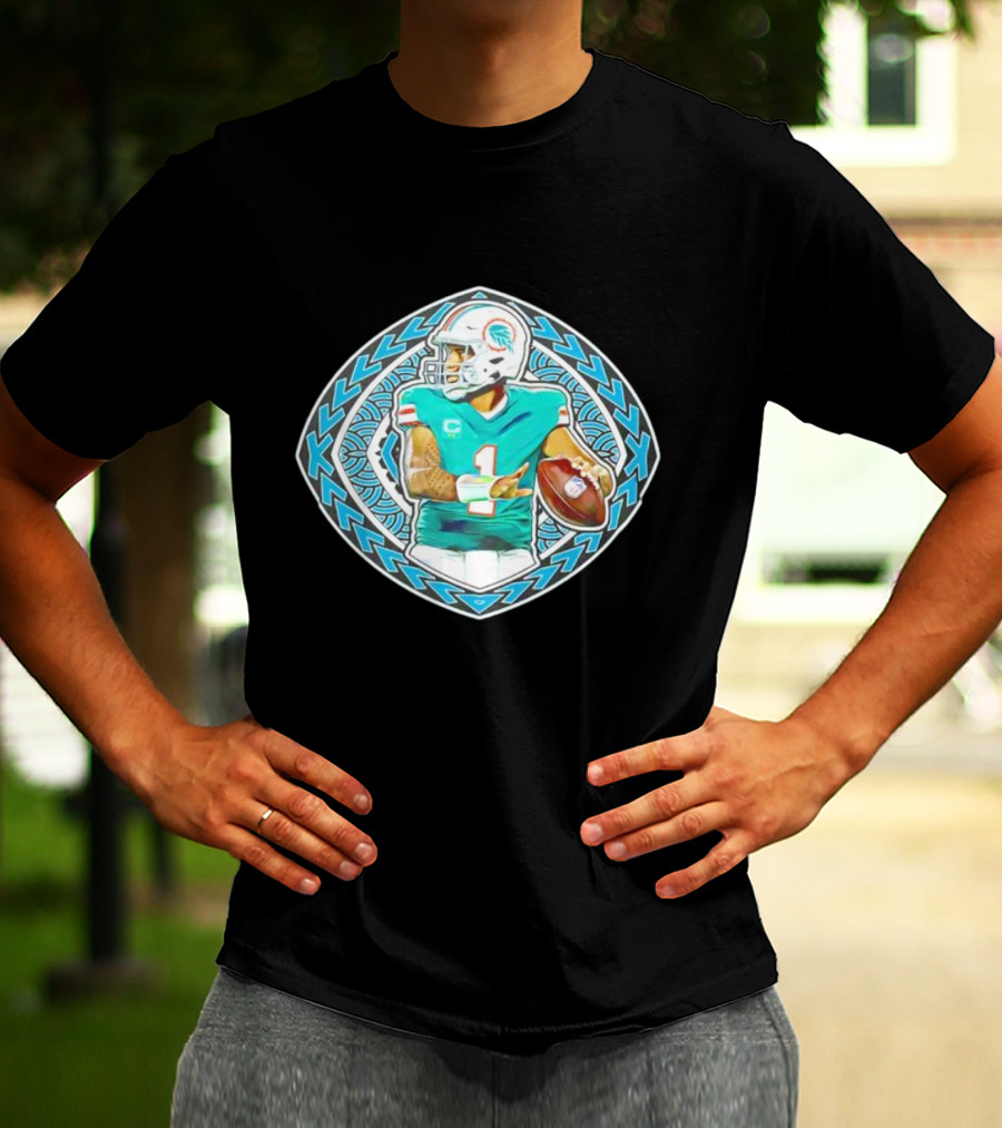 Tua Tagovailoa TAT-TUA Miami Football Quarterback Samoan Tribal Style Retro Fan T-Shirt