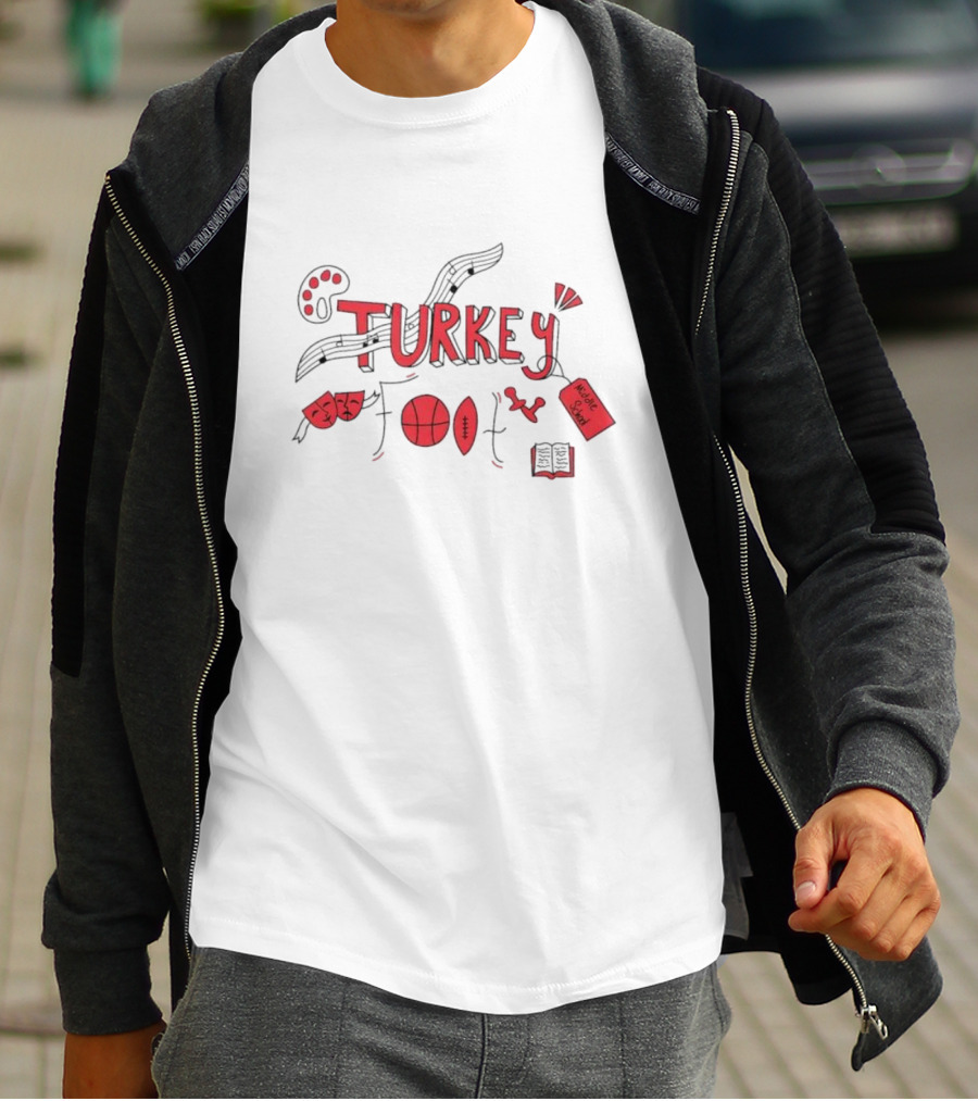 Turkey Foot Middle School Grade 6 Musical Sports And Academic Symbols T-Shirt