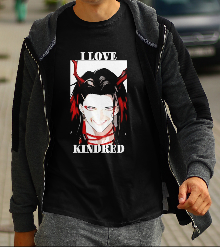 I Love Kindred Vox Akuma Demon Aesthetic Bold Black Red White T-Shirt
