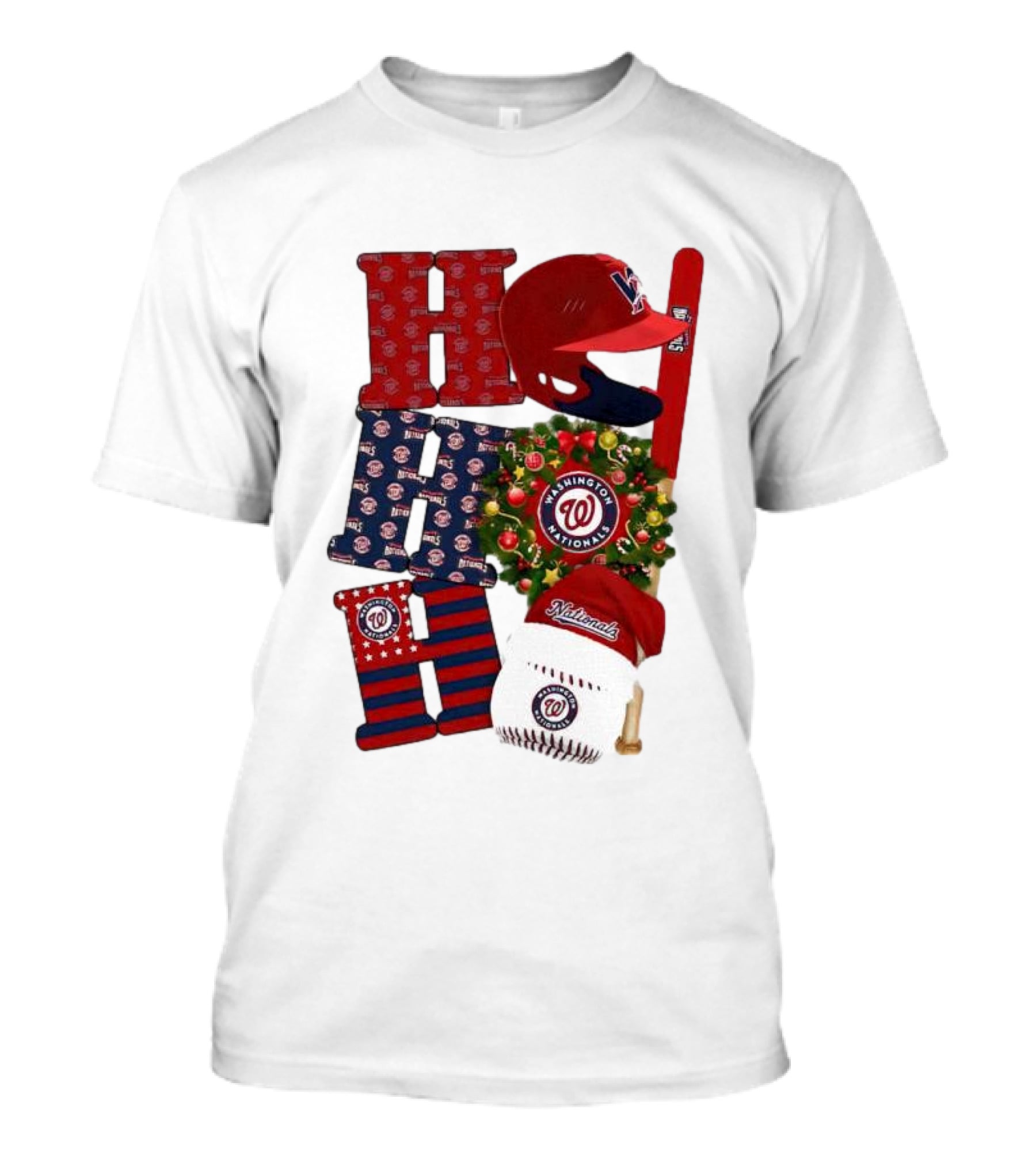 Washington Nationals Ho Ho Ho Merry Christmas Baseball Festive T-Shirt