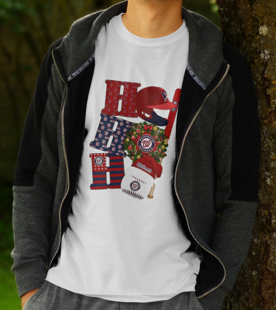 Washington Nationals Ho Ho Ho Merry Christmas Baseball Festive T-Shirt