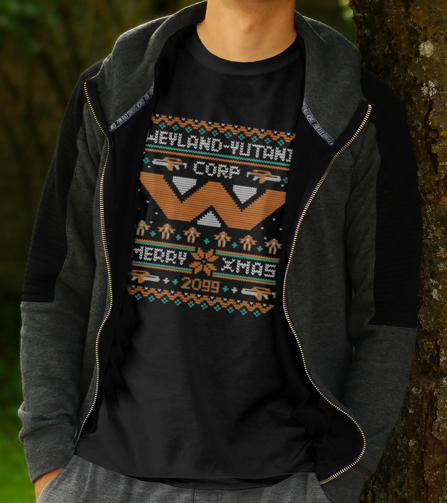 Weyland-Yutani Corp Merry Xmas 2099 Alien Themed Ugly Christmas T-Shirt