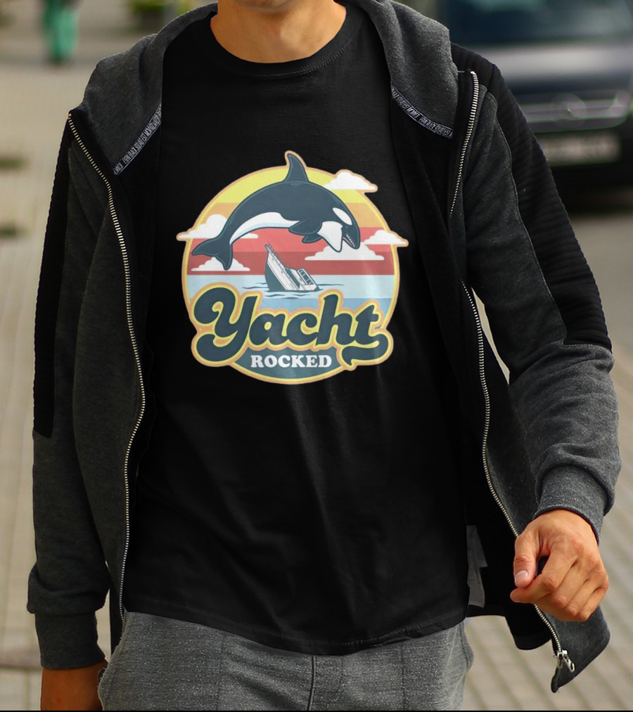 Yacht Rocked Whale Ocean Scene T-Shirt