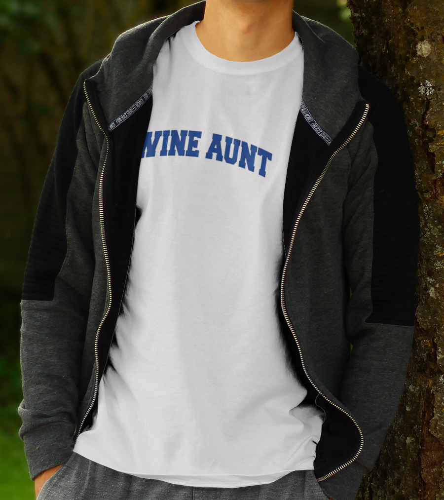 Wine Aunt Blue Text T-Shirt