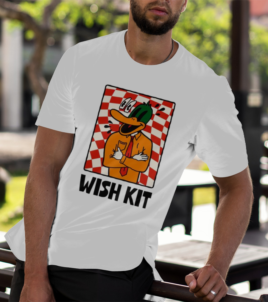 WISH KIT DUCK CHECKERED EYE POPPING CARTOON T-Shirt