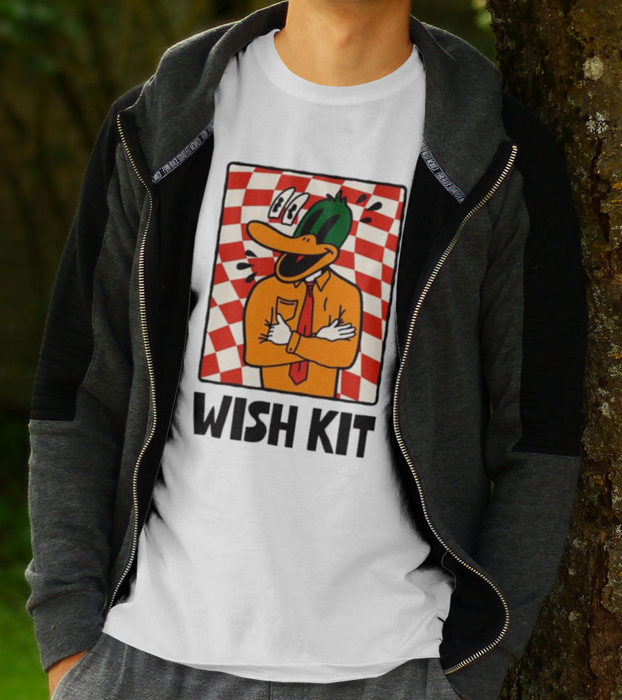 WISH KIT DUCK CHECKERED EYE POPPING CARTOON T-Shirt