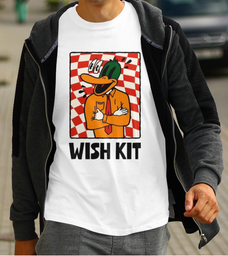 WISH KIT DUCK CHECKERED EYE POPPING CARTOON T-Shirt
