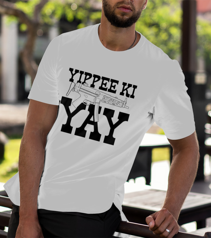 Yippee Ki Yay Retro Action Phrase With Gun T-Shirt