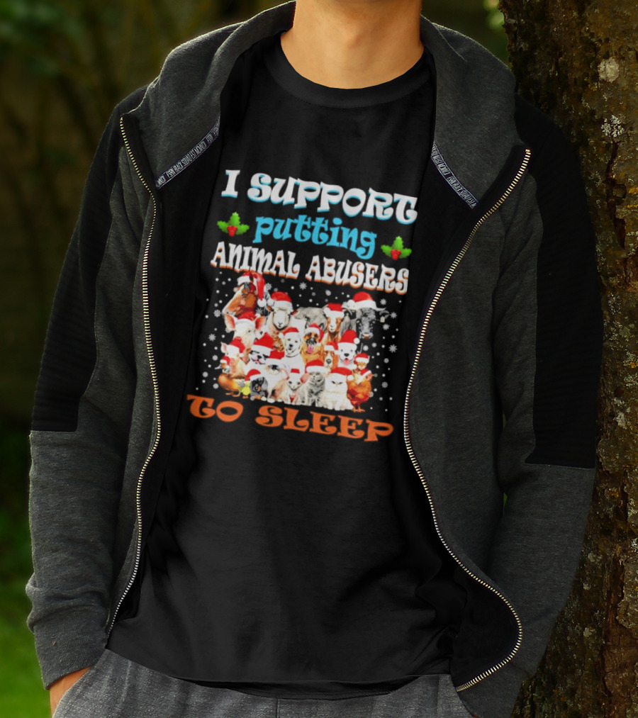 I Support Putting Animal Abusers To Sleep Xmas Santa Animal T-Shirt