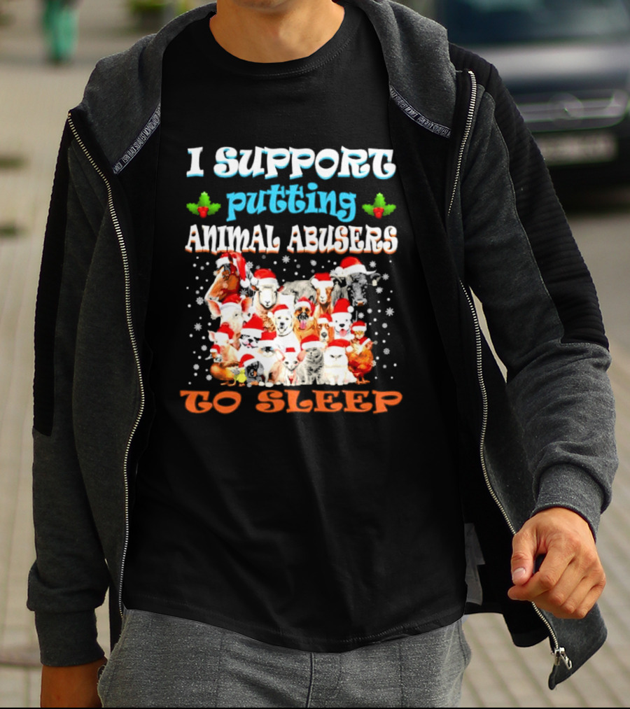 I Support Putting Animal Abusers To Sleep Xmas Santa Animal T-Shirt