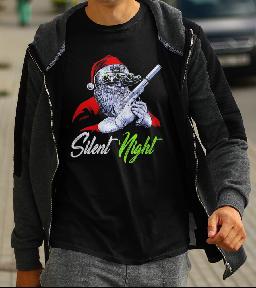 Silent Night Santa Claus With Night Vision And Rifle T-Shirt