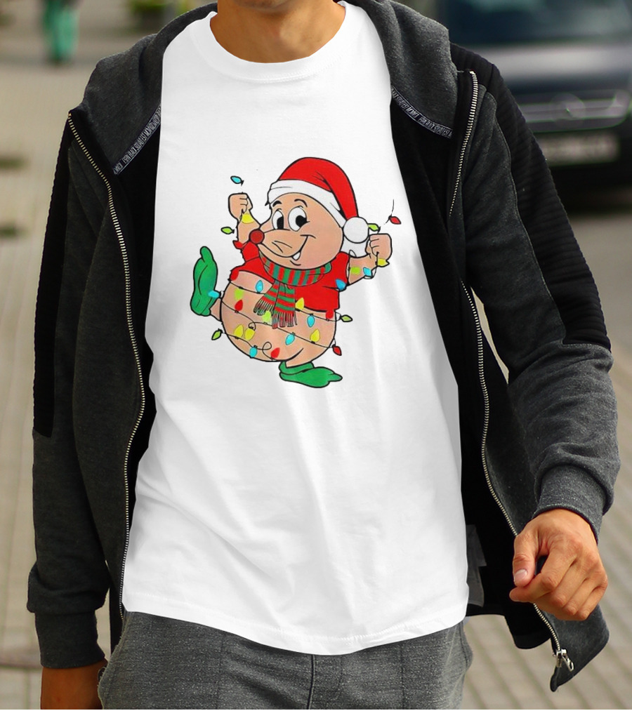 Santa Gus Wrapped In Christmas Lights T-Shirt
