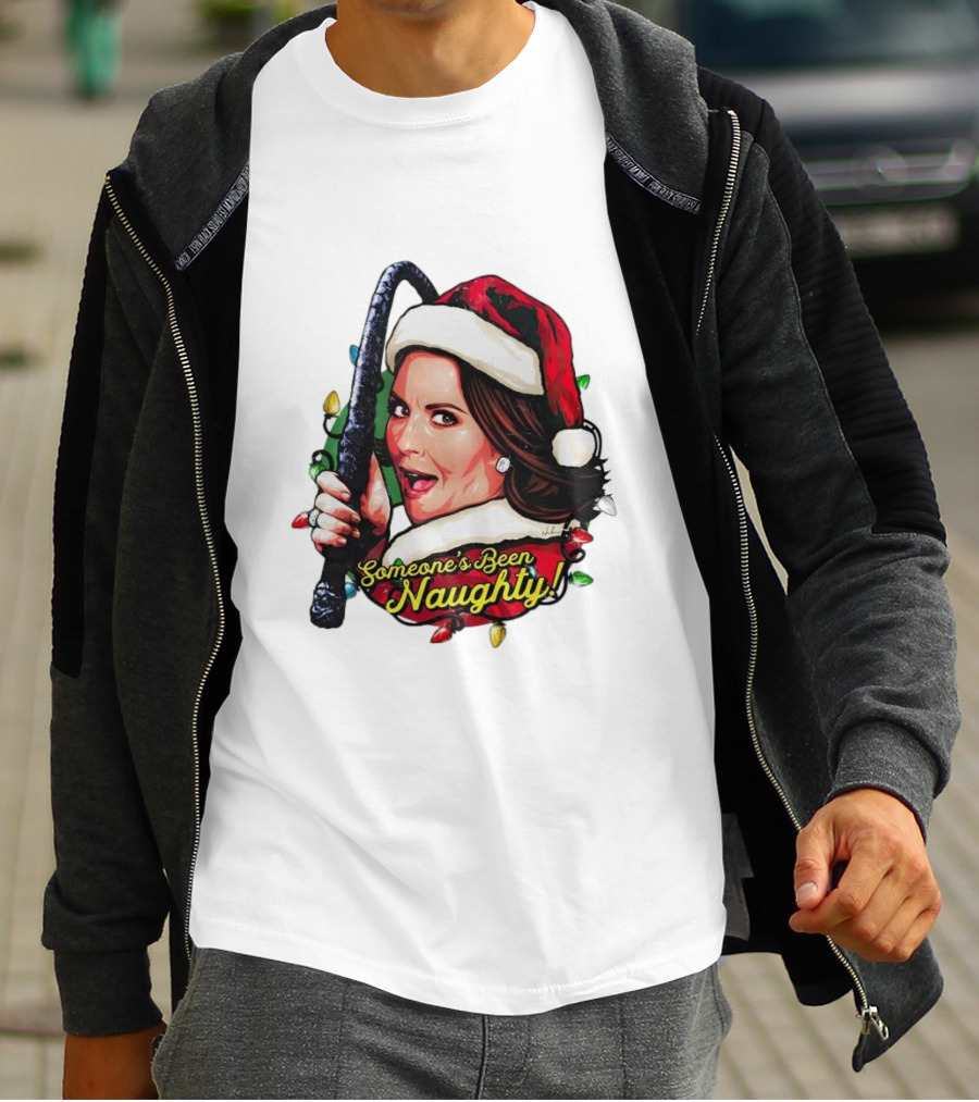 Santa Karen Walker Someone's Been Naughty Christmas Lights Whip T-Shirt