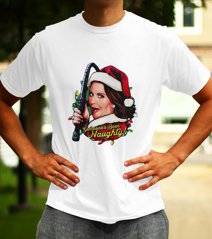 Santa Karen Walker Someone's Been Naughty Christmas Lights Whip T-Shirt