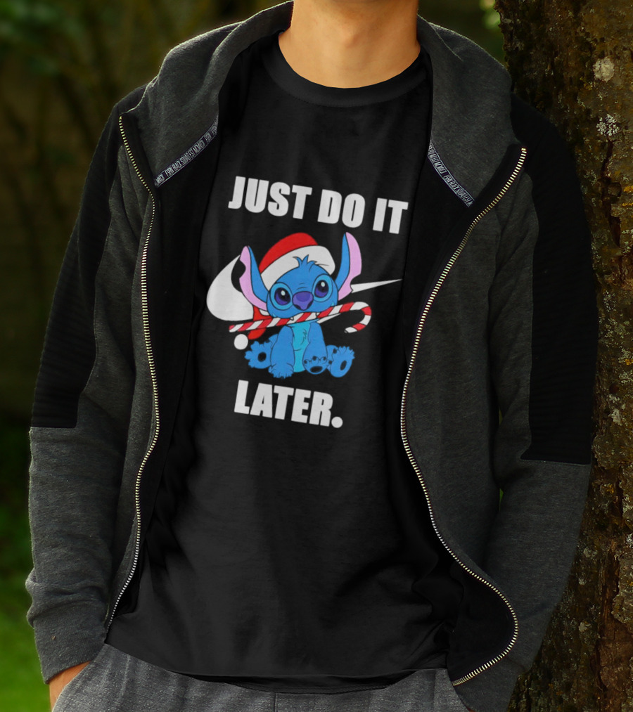 Santa Stitch Just Do It Later Christmas T-Shirt