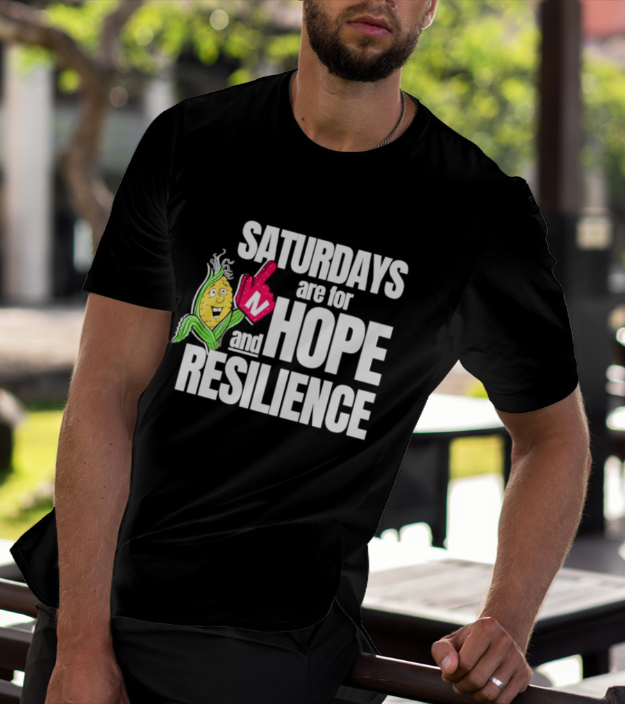 Saturdays Are For Hope And Resilience Corn Mascot And Foam Finger T-Shirt