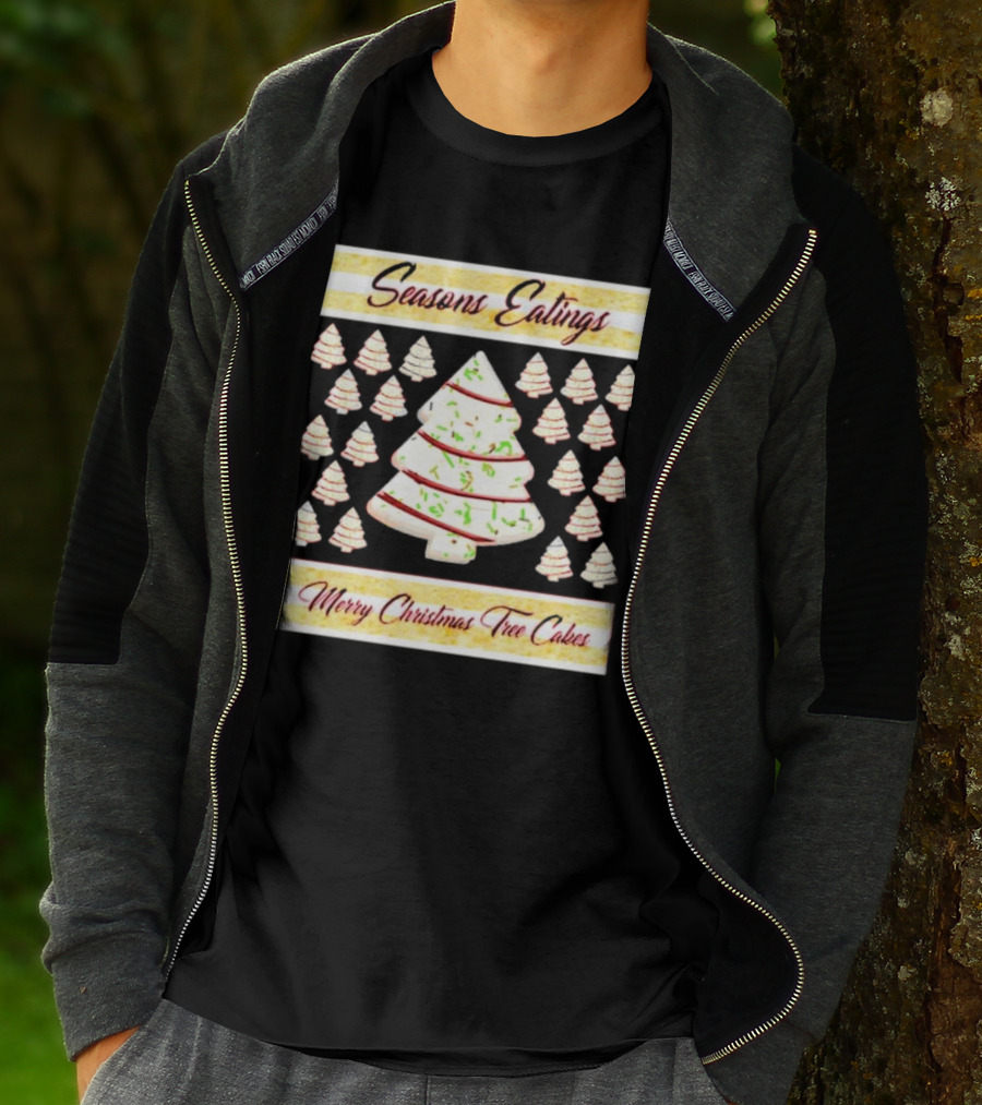 Seasons Eatings Merry Christmas Tree Cakes With Festive Tree T-Shirt