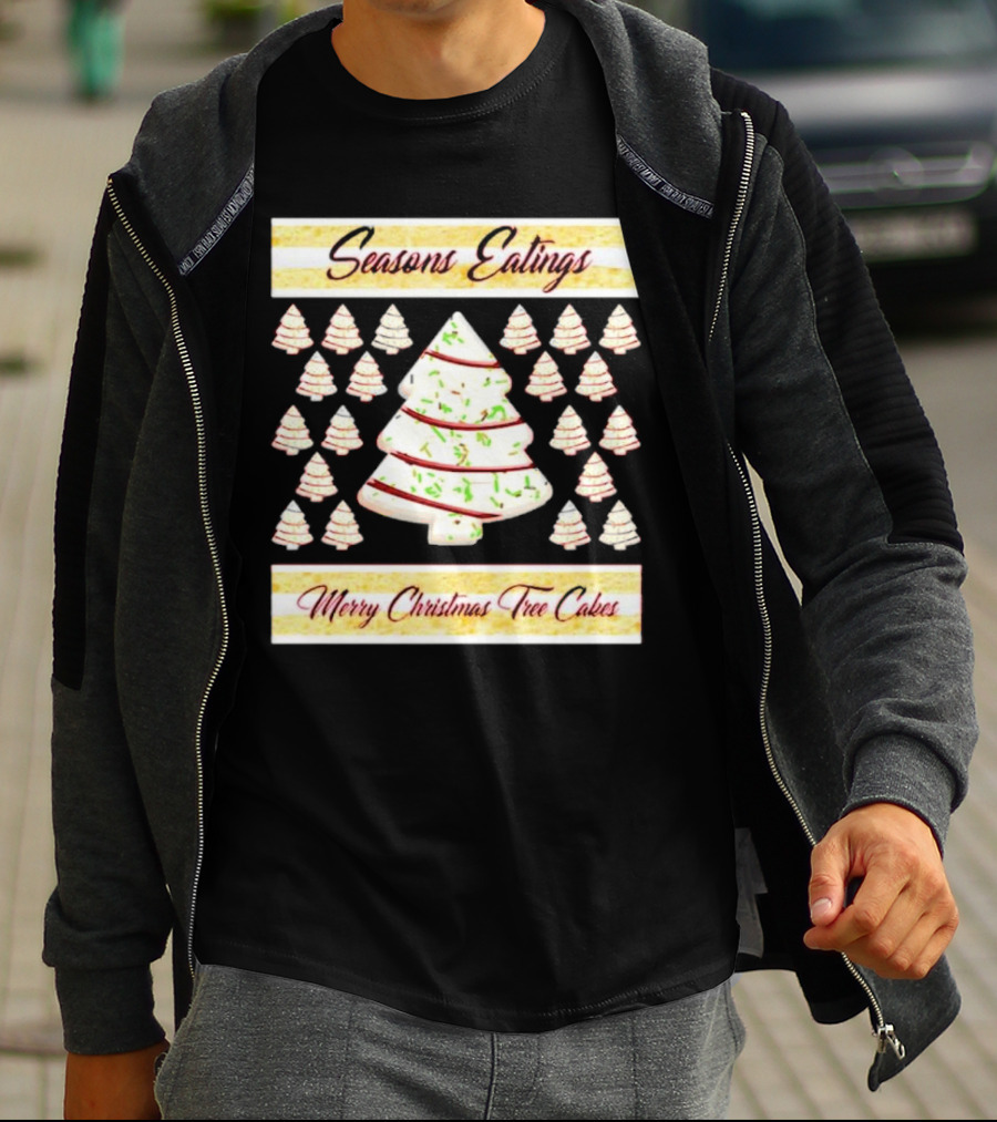 Seasons Eatings Merry Christmas Tree Cakes With Festive Tree T-Shirt