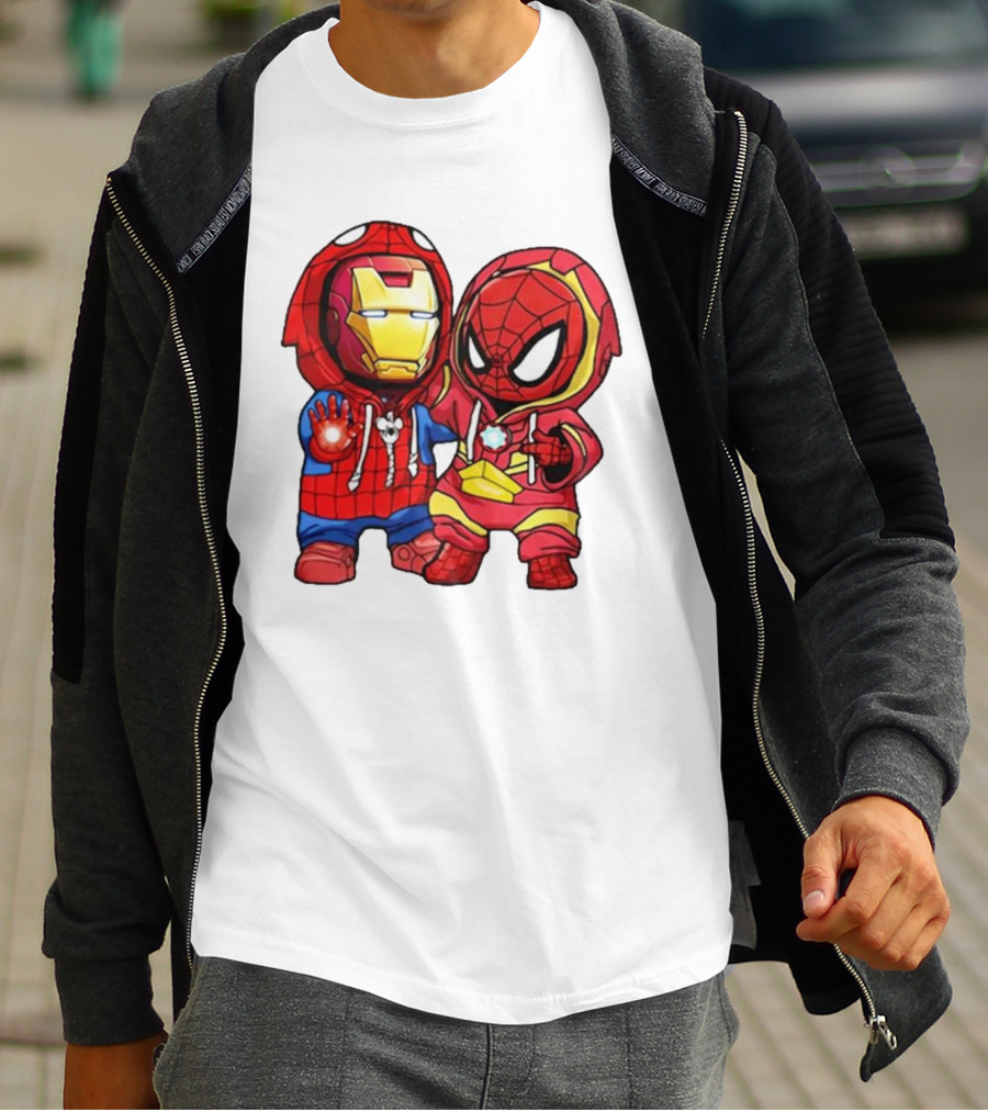 Spider-Man And Iron Man Cute Chibi Hoodie Heroes T-Shirt