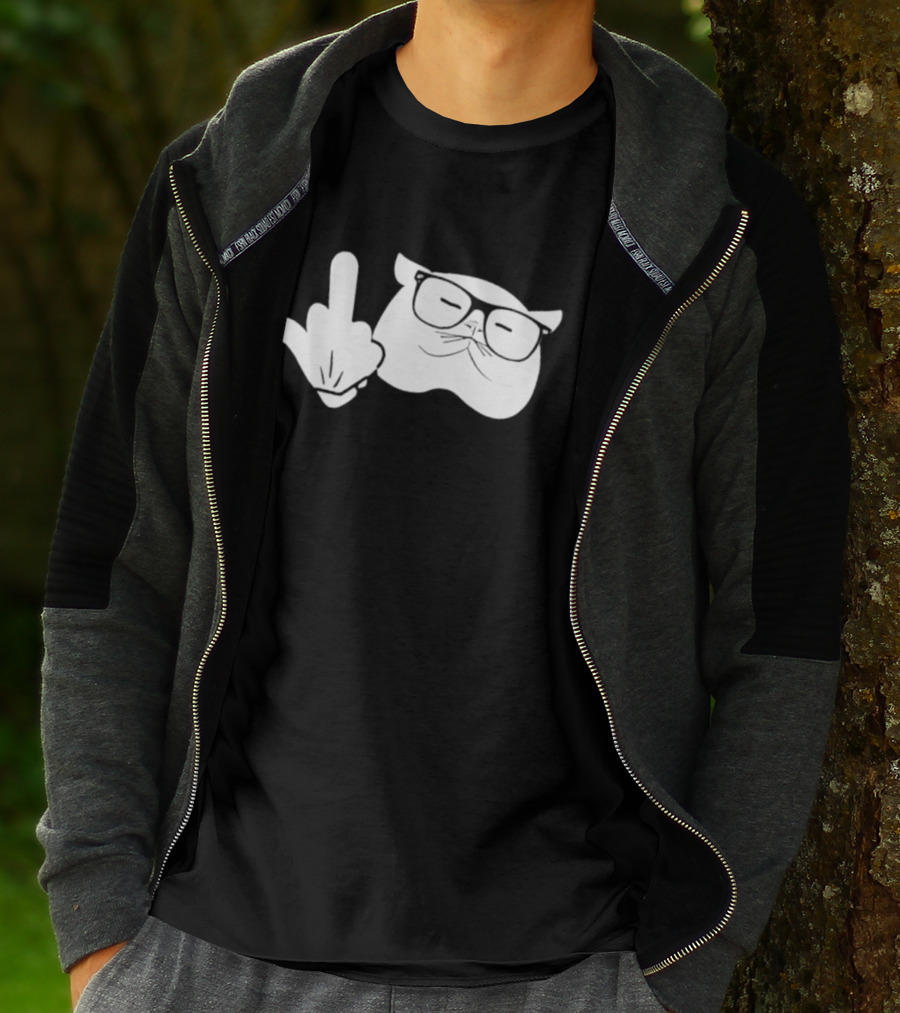 Catturd Birdturd Middle Finger Cat Glasses T-Shirt