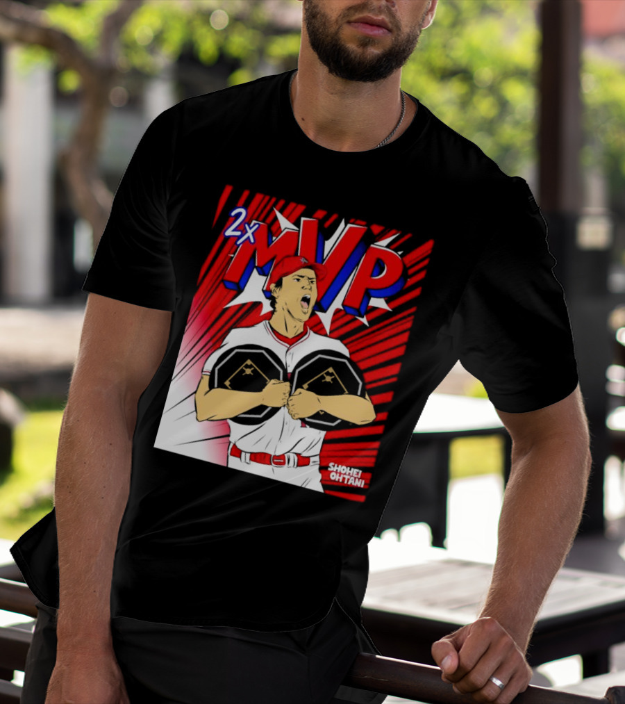 Los Angeles Angels Shohei Ohtani 2x MVP Comic T-Shirt