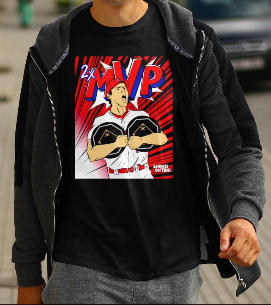Los Angeles Angels Shohei Ohtani 2x MVP Comic T-Shirt