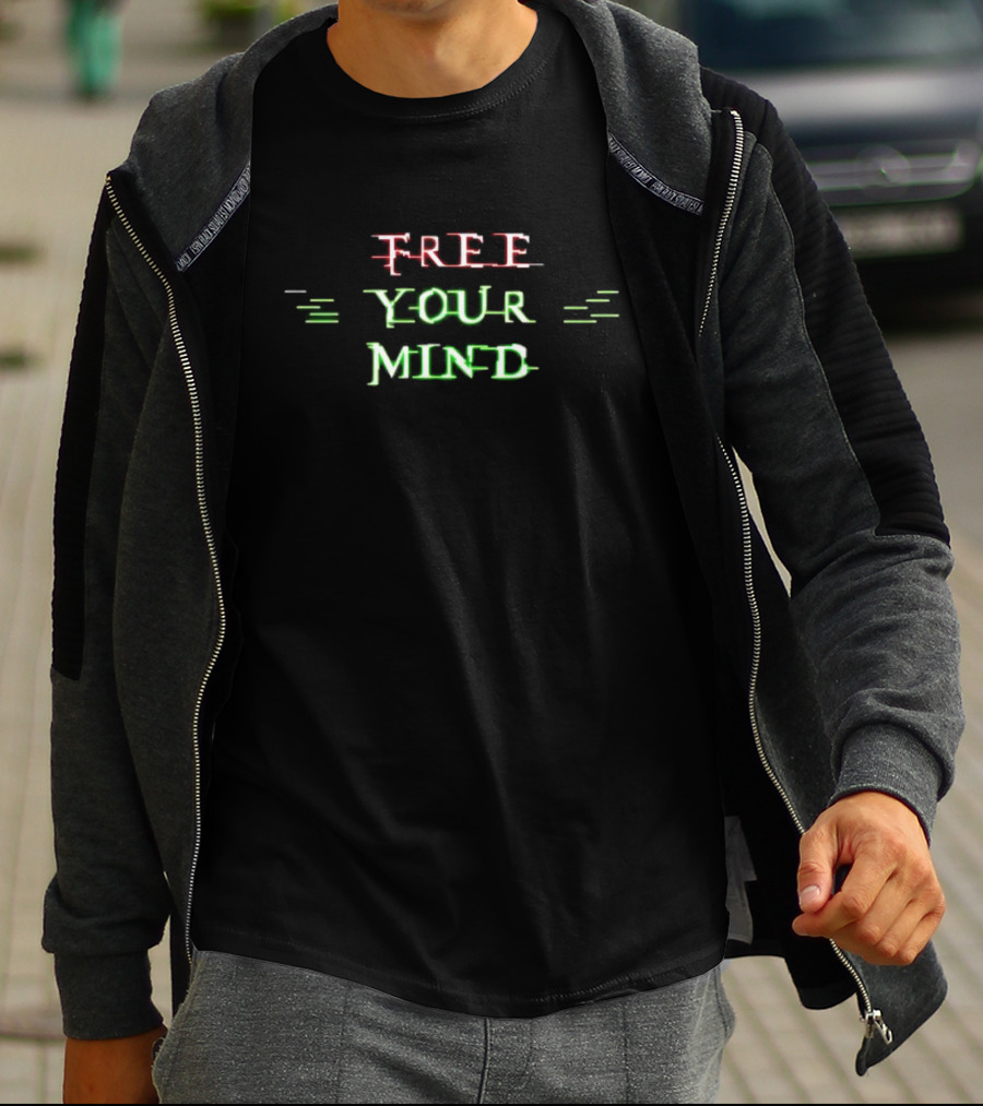 Matrix Free Your Mind Glitch Text Aesthetic T-Shirt