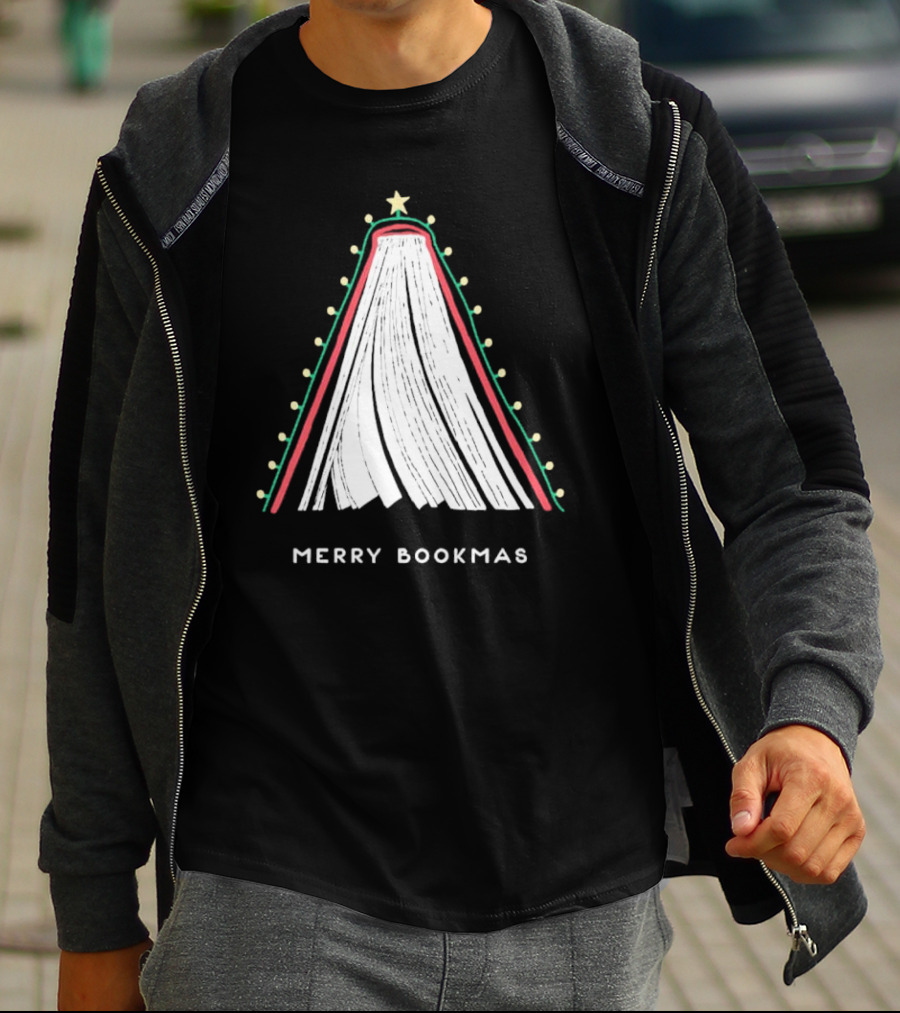 Merry Bookmas Christmas Tree Book Lights T-Shirt