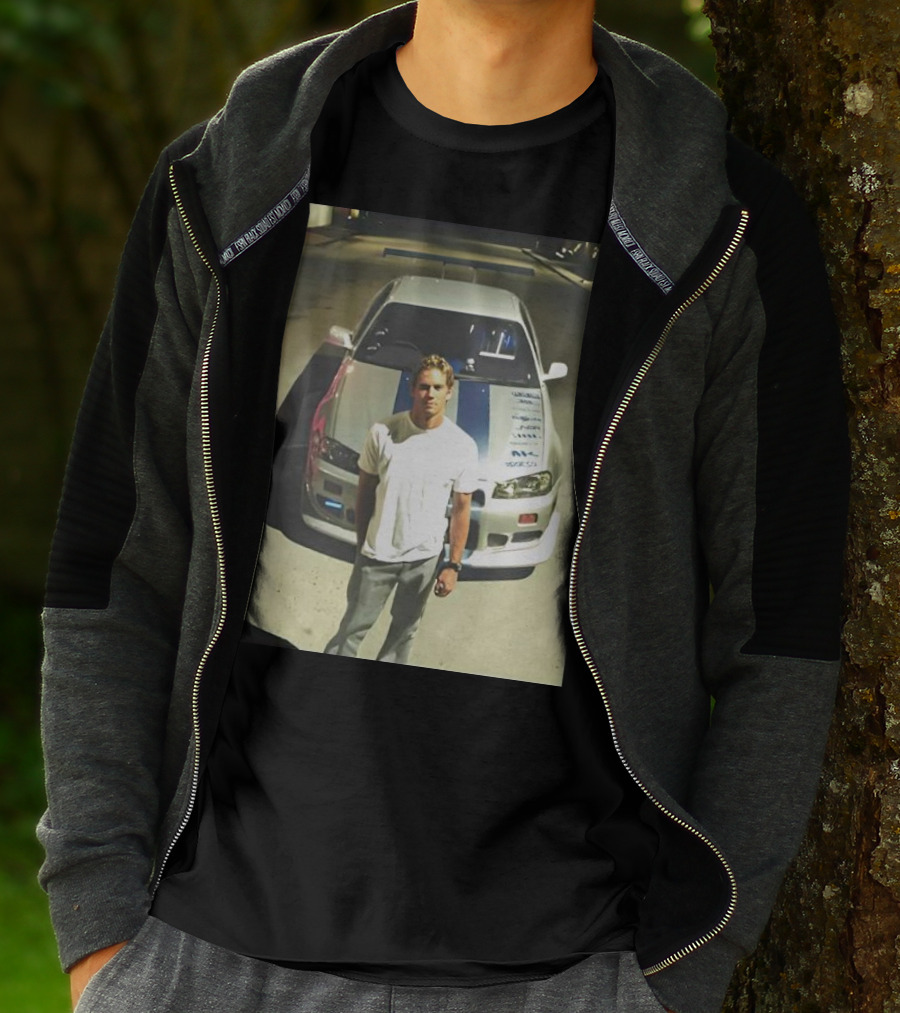 Paul Walker Giving Season With Iconic Car Street Scene T-Shirt