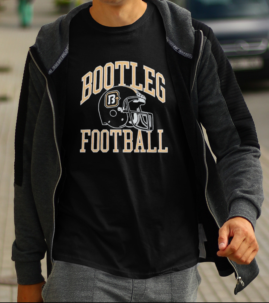 Bootleg Football Helmet Black And Gold Letters T-Shirt