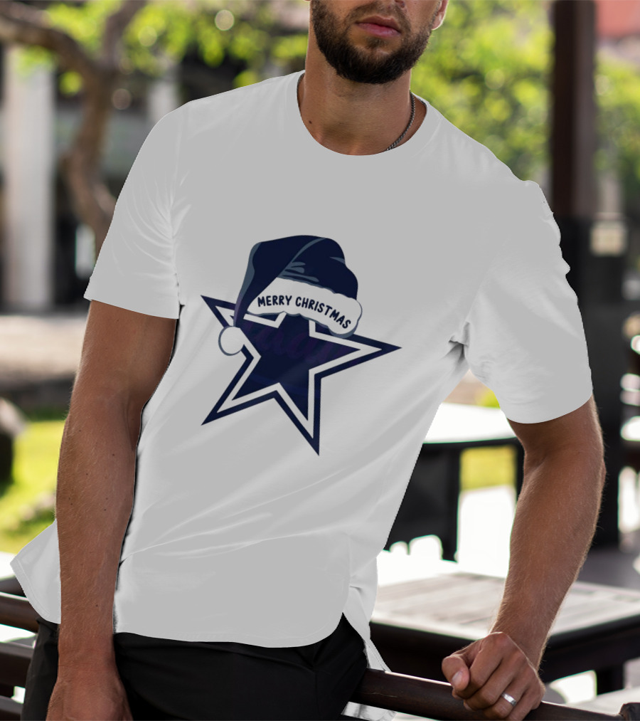 Dallas Cowboys Merry Christmas Santa Hat Star T-Shirt