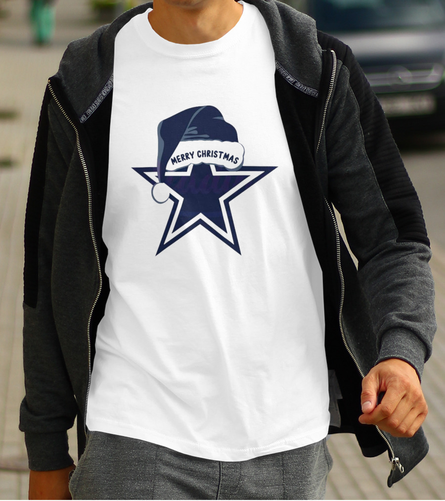 Dallas Cowboys Merry Christmas Santa Hat Star T-Shirt