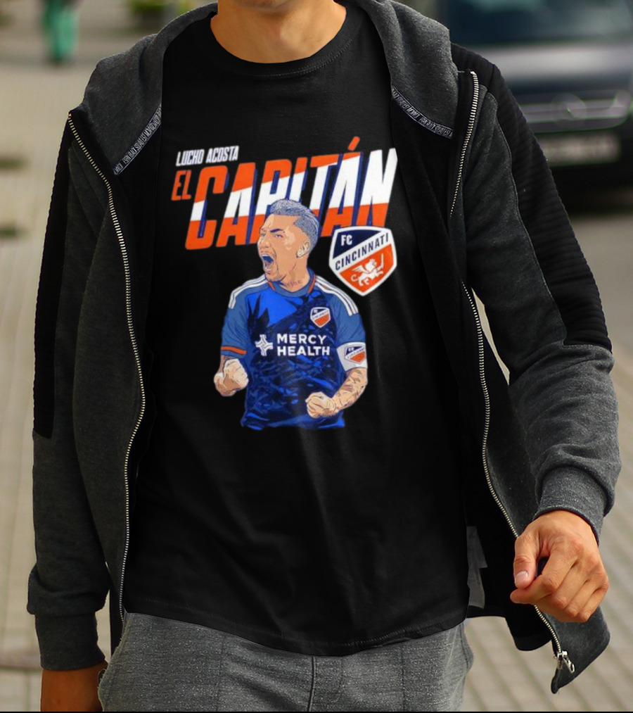 FC Cincinnati Lucho Acosta El Capitan Mercy Health Soccer Captain T-Shirt